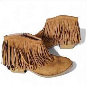 Coastal Cowgirl Brown Vegan Suede Full Fringe Women's Boho Chic Bootie Size 9